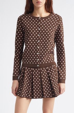 Sandy Liang Fable Polka Dot Cardigan in Brown Multi at Nordstrom, Size X-Small