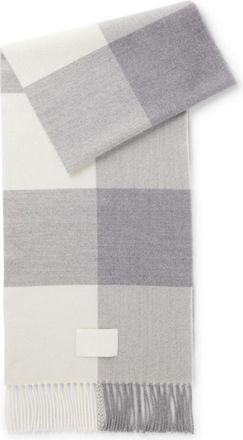 BOSS Fringed scarf in Glen plaid wool