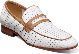 Stacy Adams Winstead Saddle Penny Loafer in White at Nordstrom, Size 10.5