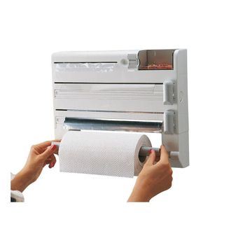 Trade Shop Trade Shop - Porta Rotolo Da Cucina Carta 5in1 Da Parete Organizer Dispenser Pellicola Nastro