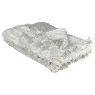 Beliani Manta De Acr&iacute;lico Gris Claro 150 X 200 Cm Poli&eacute;ster Pelo Largo Dormitorio Delice