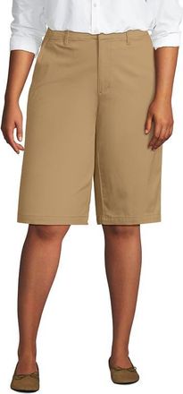 Lands End Plus Size Elastic Back Classic 12 Chino Oxford Stripe Shorts in Desert Tan at Nordstrom, Size 20W