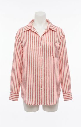 Z Supply Saturdays Stripe Shirt In Crimson Crush
