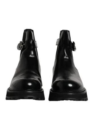 Dolce & Gabbana Black Belted DG Logo Men Chelsea Boots Mens Shoes