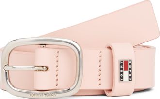 Tommy Jeans Lederg&uuml;rtel TOMMY JEANS TJW OVAL 3.0 cm breit, Damen, Gr. 80, pink (delicate pink), Rindsleder, G&uuml;rtel Lederg&uuml;rtel, Ovale Einfachdornschliesse und Log