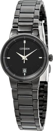Citizen Quartz Black Dial Black Ion-plated Ladies Watch EU6017-54E