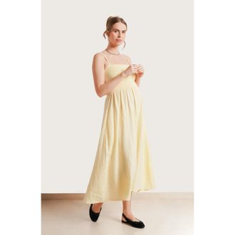 Nom Maternity The Easy Maternity & Nursing Dress in Butter Yellow at Nordstrom, Size X-Small