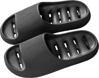 Generic Soft Massage Shower Slippers for Women and Men Non Slip Pool Slides with Comfortable Arch Support (Black, 7)