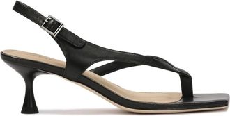 Kazar Sandalen met een band tussen de tenen - Dames - Sandalen met hakken - Zwart - 36 EU - Leer - Schoenen