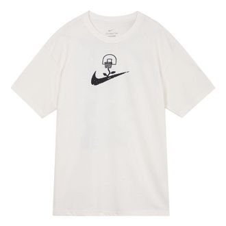 Nike Mens Nike Logo Printing Pattern Pullover Casual Short Sleeve White T-Shirt DX3328-905