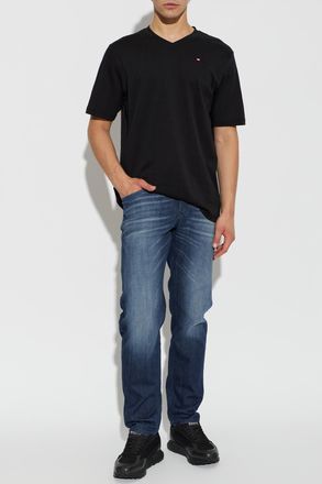 Diesel T-shirt T-ADJUST-V-MICRODIV, Mens, Black