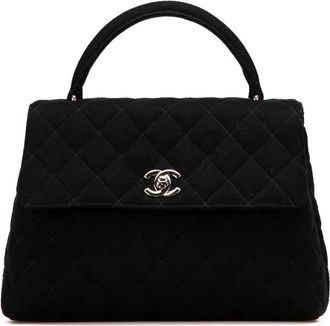 Chanel Borsa tote Kelly CC in jersey trapuntato con manico 1996-1997 - Nero