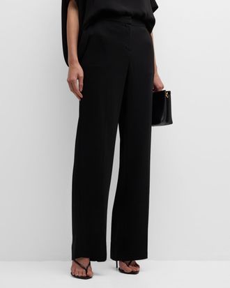 Natori Mid-Rise Straight-Leg Stretch Crepe Pants