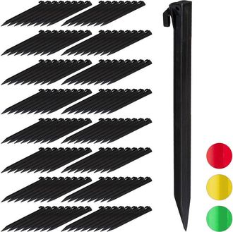 Relaxdays 128 X Piquetas De Camping, Estacas De Tienda, Para Suelos Suaves & Arenosos, 31 Cm, Pl&aacute;stico, Negro