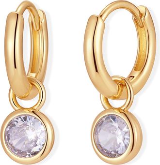 Brook & York Matilda Birthstone Huggie Hoop Earrings in Gold/june at Nordstrom