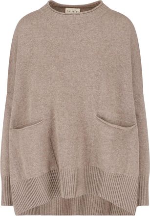 Maryya Taupe Knit Sweater with Virgin Wool and Cashmere Blend