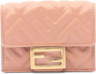 Fendi Portafoglio tri-fold FF trapuntato micro anni 2020 - Rosa