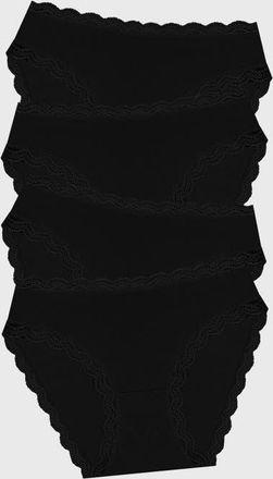 Stripe and Stare Mid Rise Knicker Four Pack in Black at Nordstrom, Size 4X