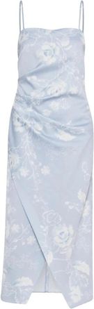 Marella Geprinte satijnen jurk - Array stijl - Dames - Casual kleedjes - Blauw - L - Satijn - Kleedjes