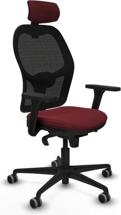 Piqueras y Crespo Piqueras Y Crespo - Jorquera sincro malla negra similpiel granate brazos 3D base nailon cabecero 2D ruedas 65mm engomada