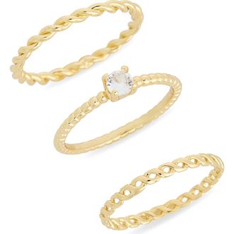 Nordstrom Rack 3-Pack Assorted Rings in Clear- Gold at Nordstrom Rack, Size 7