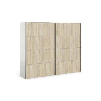 Dmora Dmora - Armario 2 Puertas Avelengo, Muebles De Dormitorio, Vestidor, Armario De Ropa, 243x64 H202 Cm, Roble Y Blanco