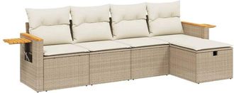 vidaXL Vidaxl - Juego De Sof&aacute;s Jard&iacute;n Con Cojines 5 Pzas Rat&aacute;n Sint&eacute;tico Beige