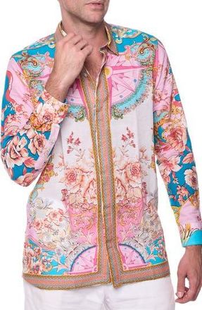 Ranee&rsquo;s Floral Print Linen & Cotton Blend Button-Up Shirt in Light Pink at Nordstrom Rack, Size Xx-Large R