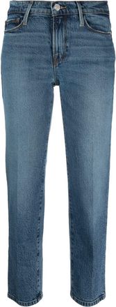 Frame Denim cropped straight leg jeans - women - Cotton/Lyocell/Elastane - 24 - Blue