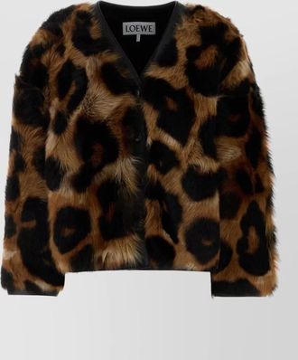 Loewe shearling jacket animal print faux fur