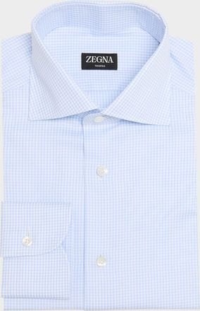 Ermenegildo Zegna Mens Trofeo Cotton Graph Check Dress Shirt
