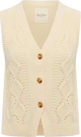 Part Two Fabiannepw Pullover - Dames - V-hals truien - Beige - XS - Katoen - Truien & Vesten