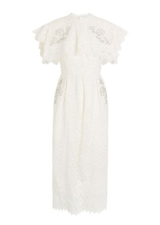 Erdem Crystal-embellished Guipure Lace Midi Dress - Off White - 10 (UK10 / S)