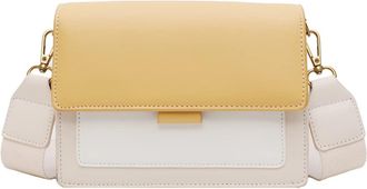 Generic Women Small Leather Flap Crossbody Bag with Compartment Fashion Purse and Handbag Two Toned Casual Shoulder Bags (Yellow)