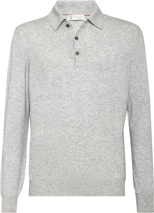 Brunello Cucinelli Polo de punto de cachemir - Tops - Hombre - Gris - 2XL