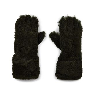 Bottega Veneta Teddy Shearling And Leather Logo Gloves