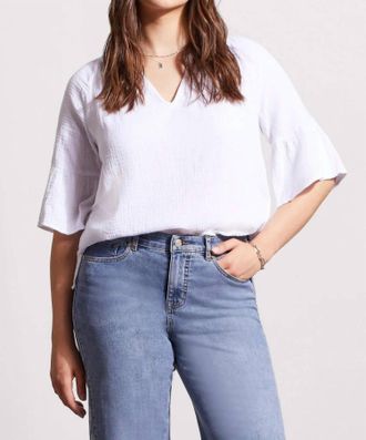Tribal Winslet Cotton Gauze Raglan Sleeve Top - In White