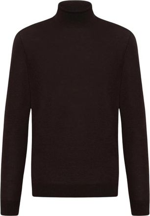 Kiton Blue Diamond Polo Neck Top - Heren - Coltruien - Bruin - 3XL - Wol - Truien & Vesten