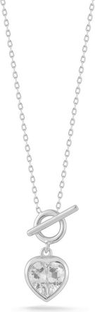 Sphera Milano Cubic Zirconia Heart Toggle Pendant Necklace in Silver/White at Nordstrom Rack