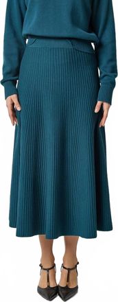 Lilla P Flared Knit Midi Skirt In Deep Sea