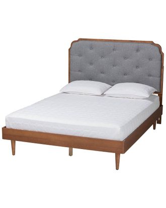Baxton Studio Garron Mid-Century Modern Wood King Size Platform Bed