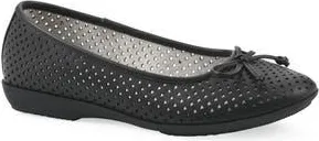 White Mountain Carris Perforated Flat in Black/Smooth at Nordstrom Rack, Size 8.5