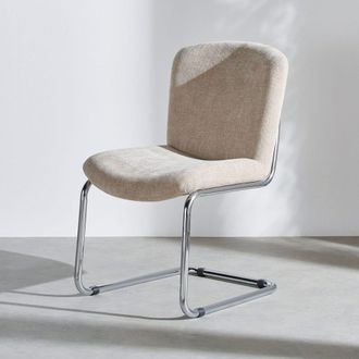 Maisons du monde Silla de tela beige y acero cromado