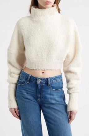 House of CB Cheyenne Cropped Chunky Sweater in Cream at Nordstrom, Size X-Large