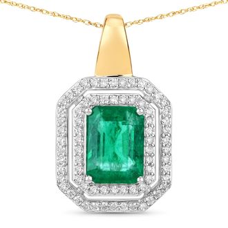 Diana M. Jewels Zambian Emerald Octagon 8.80x6.50mm ( Height: 4.80mm ) - 1Pc + White Diamond F/C Round 1mm ( True - Clarity SI-2 / Color H ) - 72Pcs ( Only Loop 14K Y