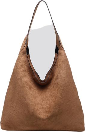 Generic Vegan Suede Slouch Hobo Shoulder Bag, Multiple Colors, Relaxed Silhouette, Model GS-25458, 45x40x35cm (Camel)