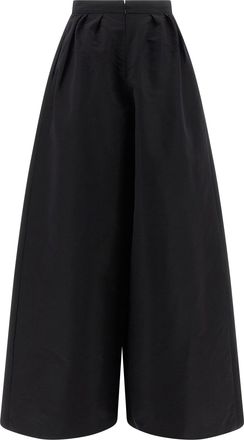 Carolina Herrera Silk Faille Pleated Palazzo Pants - Black