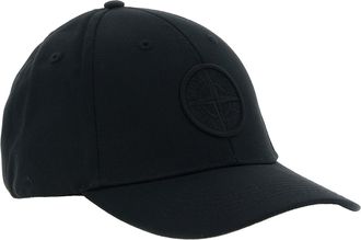 Stone Island ST338506BM Cotton with Compass Logo Baseball Cap - Black