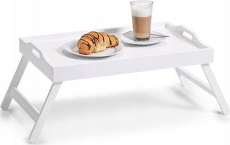 ZELLER Bandeja De Cama Madera Blanca 56,5 X 35,5 Cm