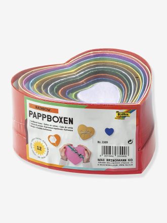 Folia 12er-Set Pappboxen RAINBOW folia, Herzen mehrfarbig
